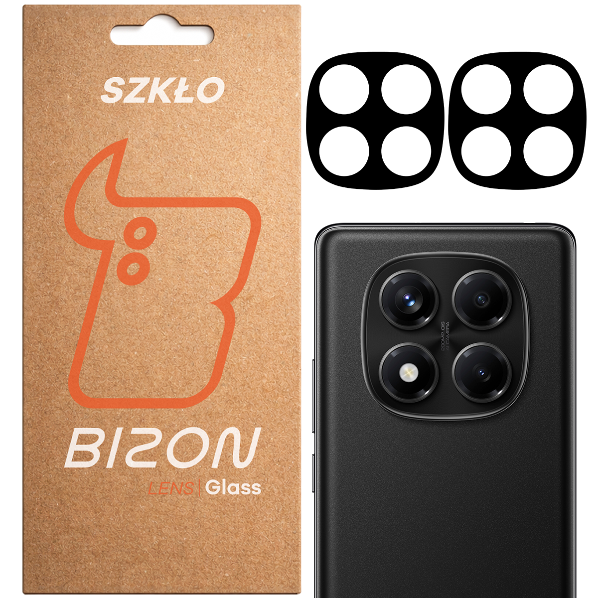 Pudełko i 2 sztuki szkła na aparat Bizon Glass Lens do Xiaomi Redmi Note 14 Pro 4G